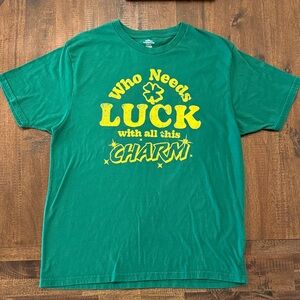 Celebrate St.Patrick’s day  Green Graphic Tee who needs luck with all this charm